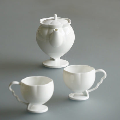 花神白瓷茶壺茶杯・花苞高足造型・八方新氣 NewChi Porcelain