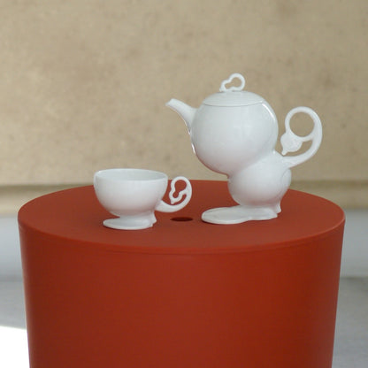 秋躍幸福 八方新氣 藝術造形杯 壺 葫蘆 白瓷 茶具組 荼器 居家生活