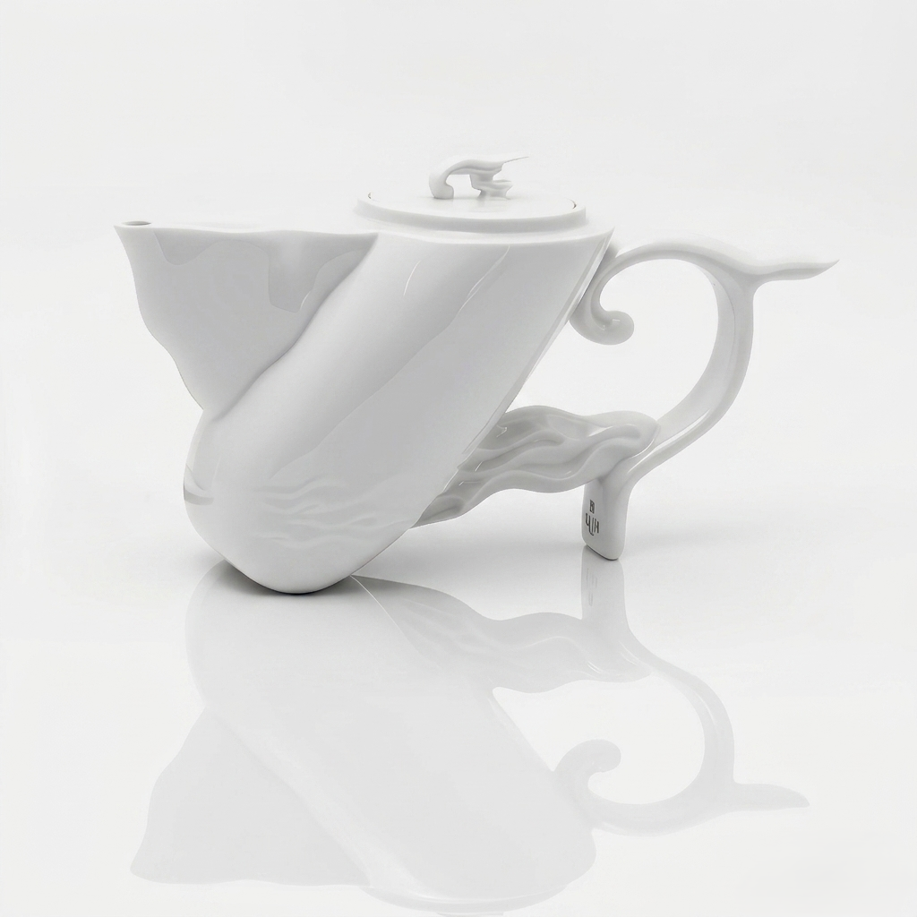 八方新氣 風舞 造形壺 茶具 瓷器 白瓷 居家生活 雲朶浮雕