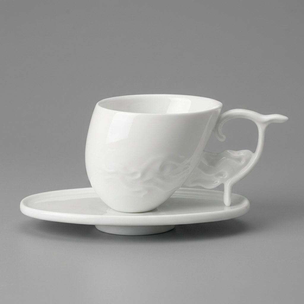 八方新氣 風舞 造形杯 茶杯 咖啡杯 瓷器 白瓷 盤