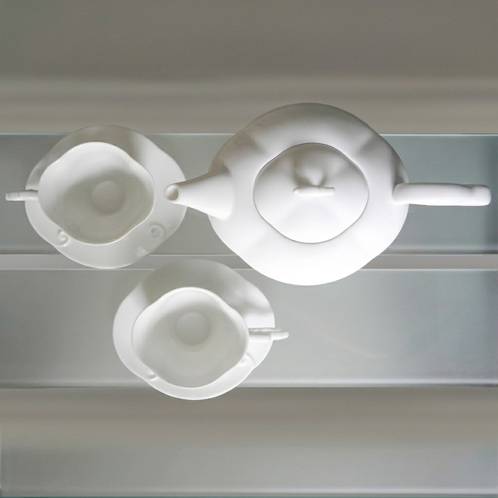 八方新氣 白瓷茶具 咖啡杯 王俠軍設計 如意意象 與海共舞 壺杯盤組 壺 藝術造形 茶具