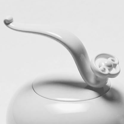 八方新氣 如意高飛 陶瓷茶具組 瓷器茶器組 咖啡壼 造形壼 壺把局部特寫