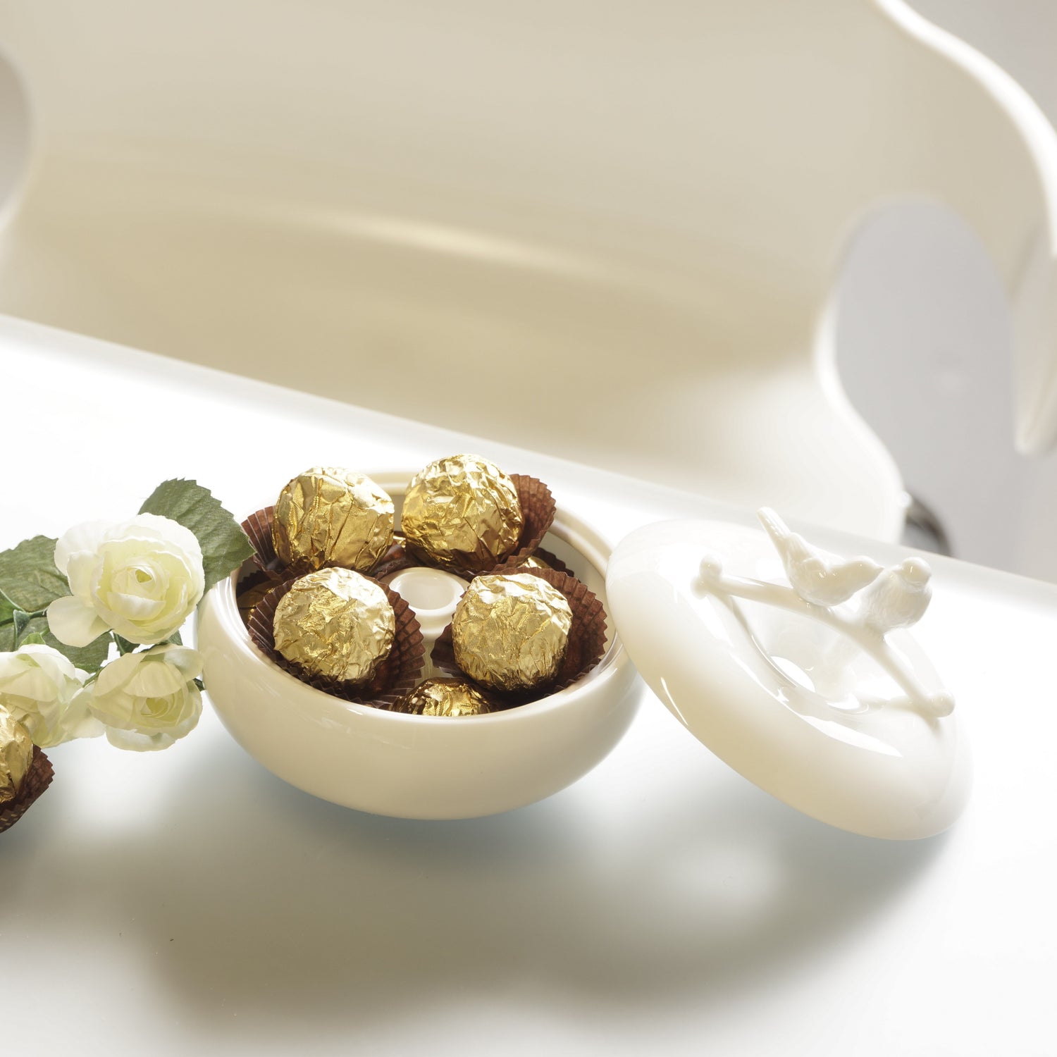 八方新氣 王俠軍 盒 喜鵲 白色 珠寶盒 圓形 真情 陶瓷收納盒 居家生活