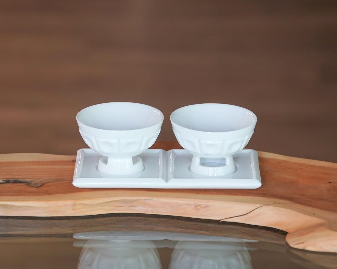 八方新氣璀璨長盤＋雙杯組｜中秋送禮藝術瓷器禮盒｜長盤雙杯茶具擺拍