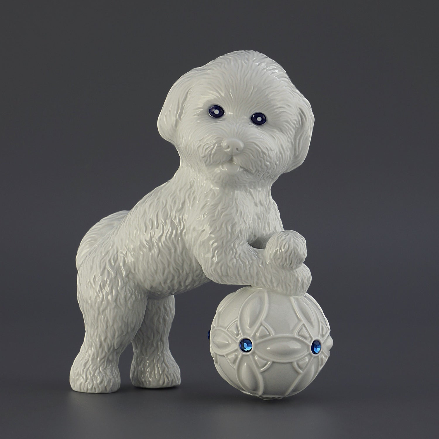 八方新氣 生肖狗 喜旺圓滿 瓷偶 瓷器 擺飾 白瓷 禮物 藍