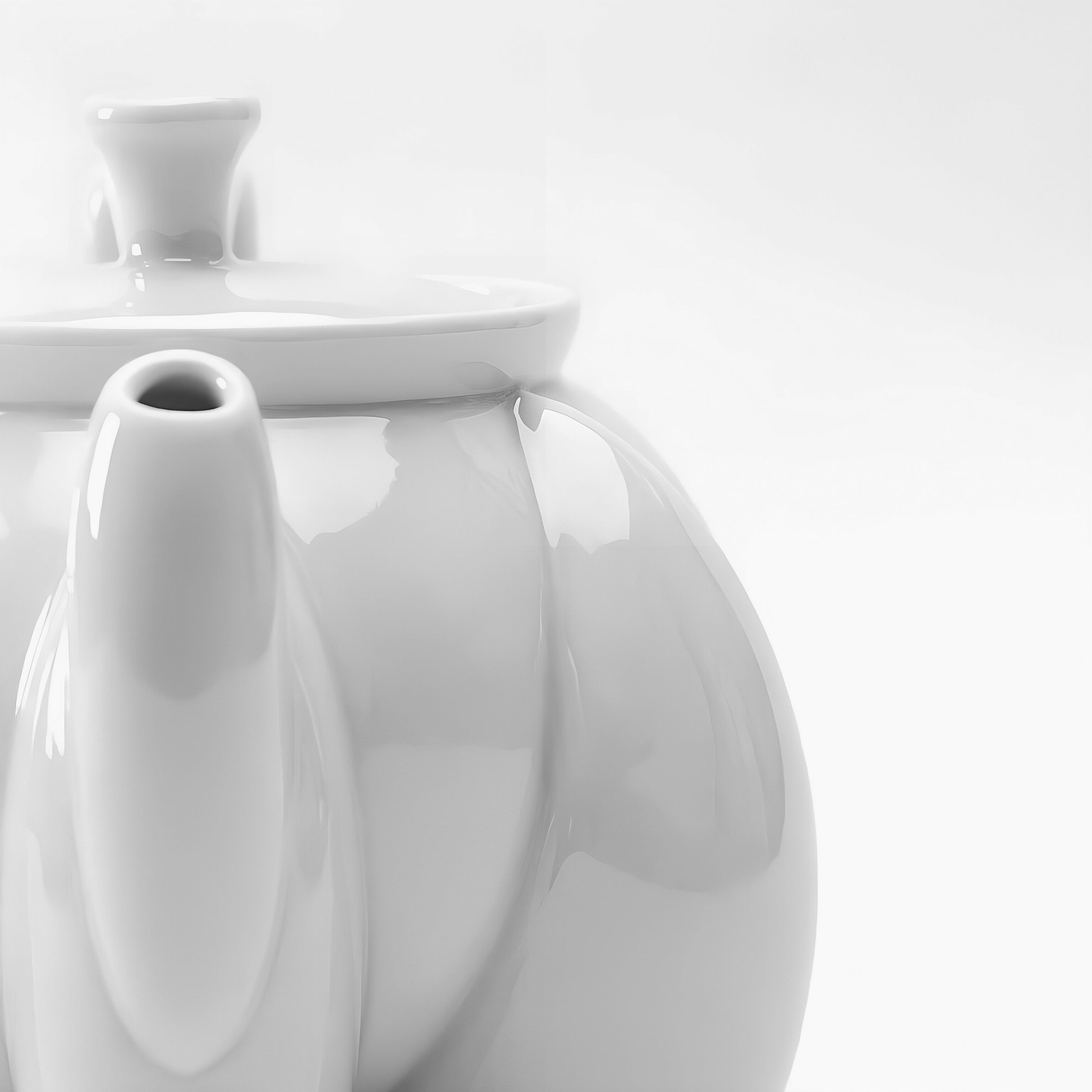 荷花 白瓷 六足茶壺茶杯組 蓮花 造形壺局部特寫