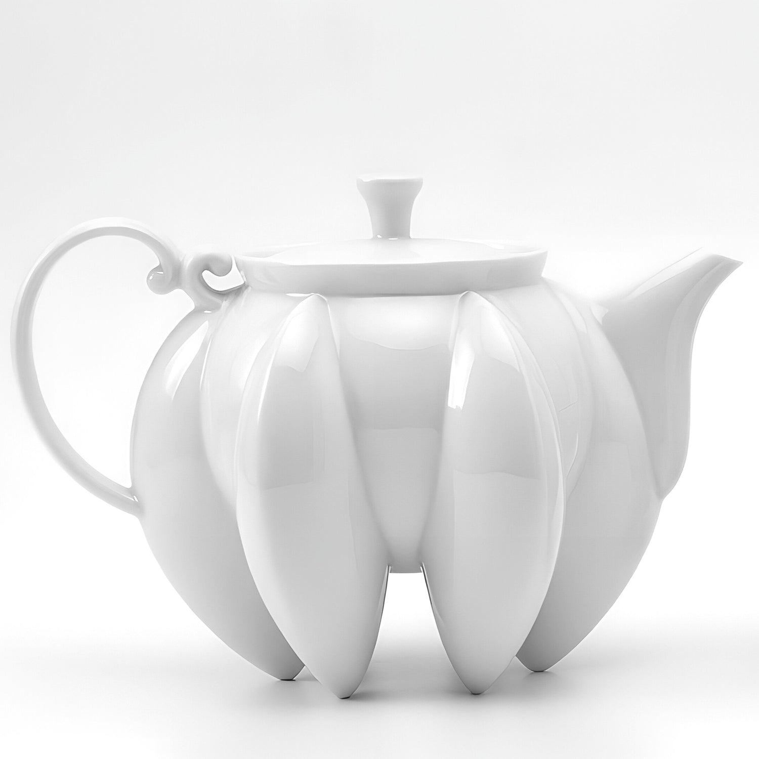 荷花 白瓷 六足茶壺茶杯組 蓮花