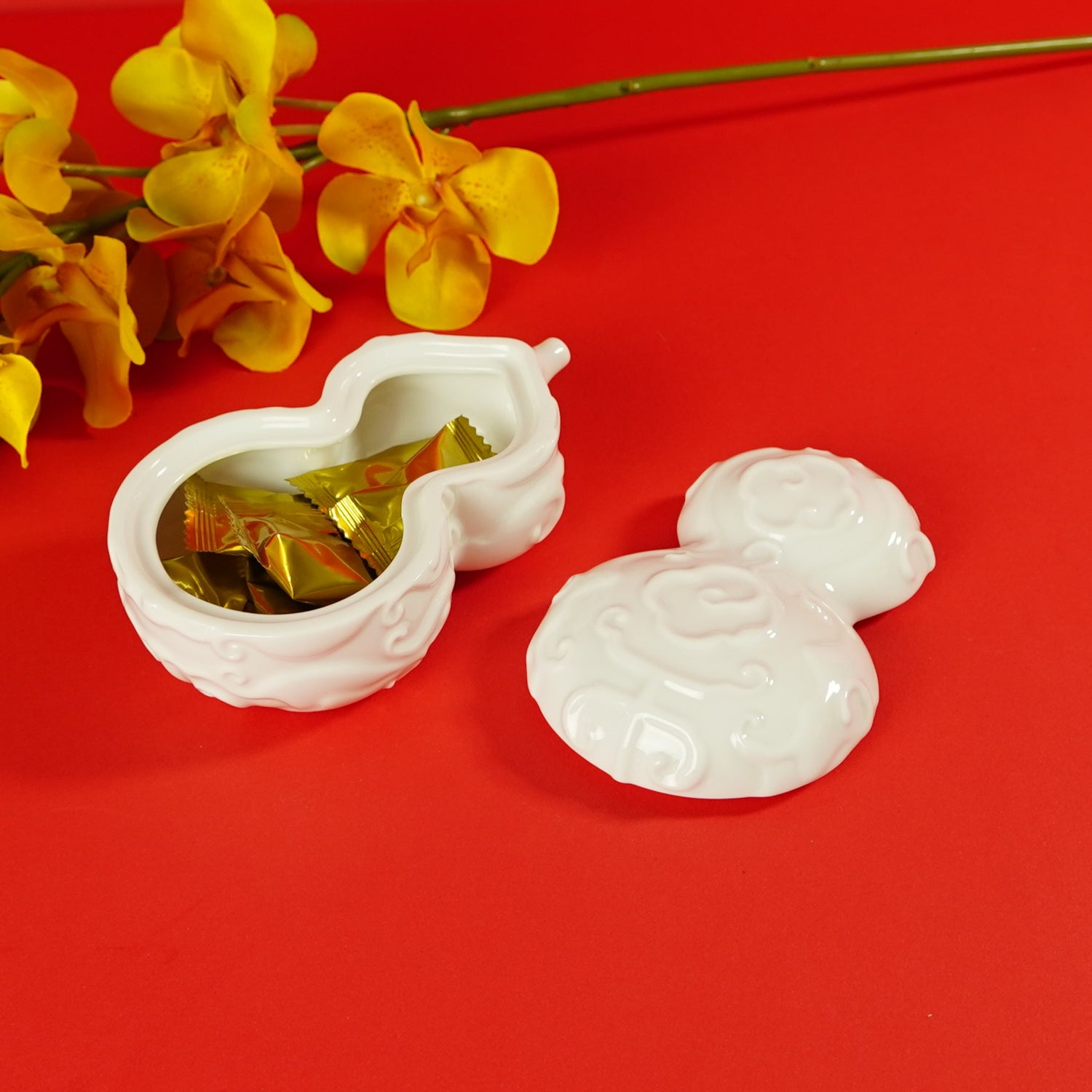 八方新氣 瓷器 送禮 喜福會 陶瓷 收納盒 白瓷 擺飾 禮物 糖果盒 葫蘆 花生