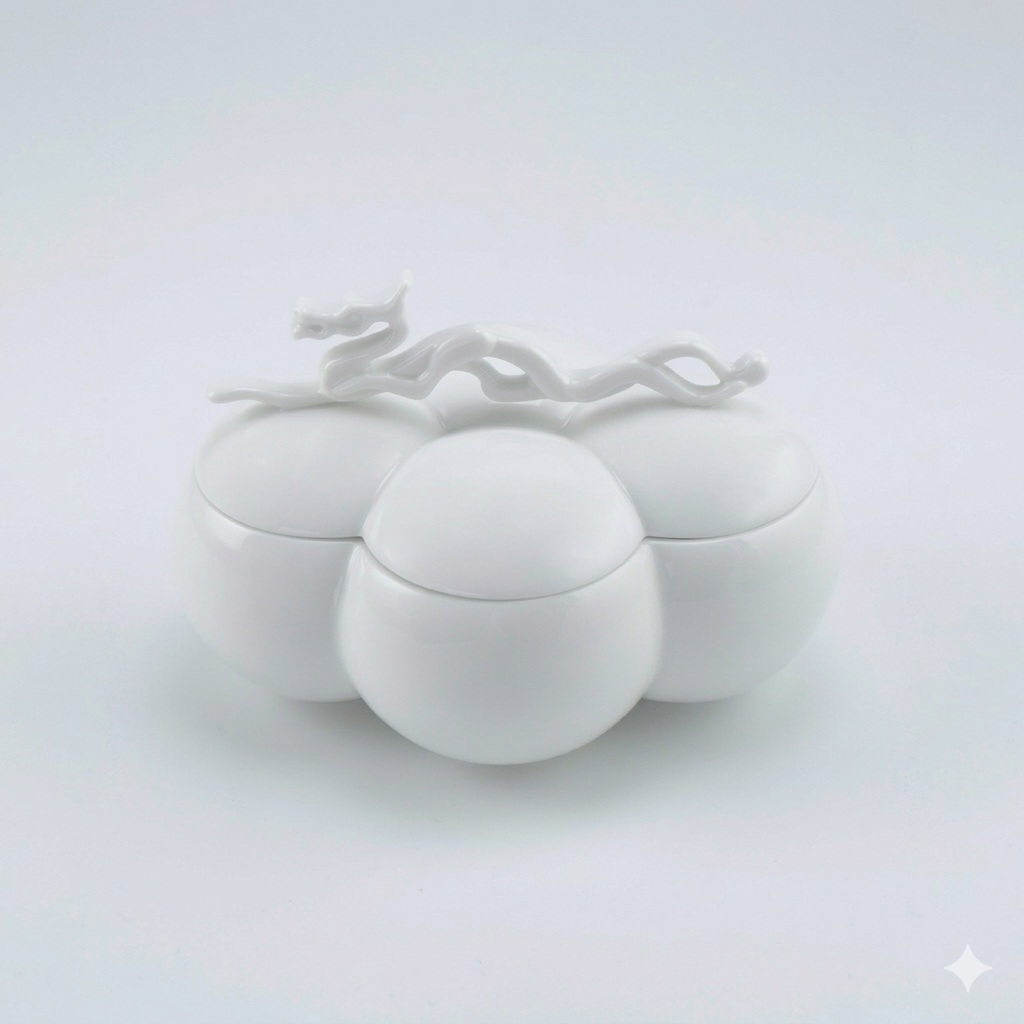 八方新氣 四海遊龍 收納盒 瓷器 送禮 糖果盒 珠寶盒 白瓷