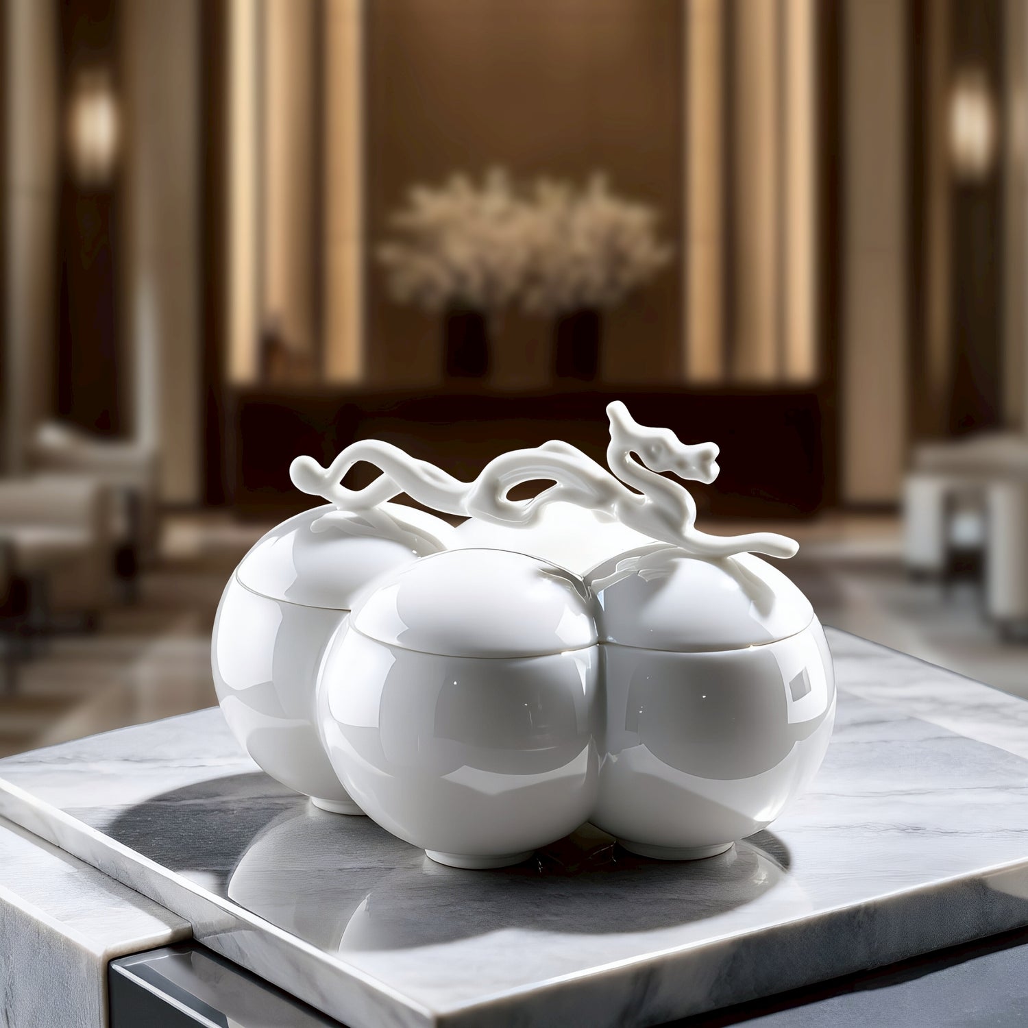 八方新氣 四海遊龍 收納盒 瓷器 送禮 糖果盒 珠寶盒 白瓷