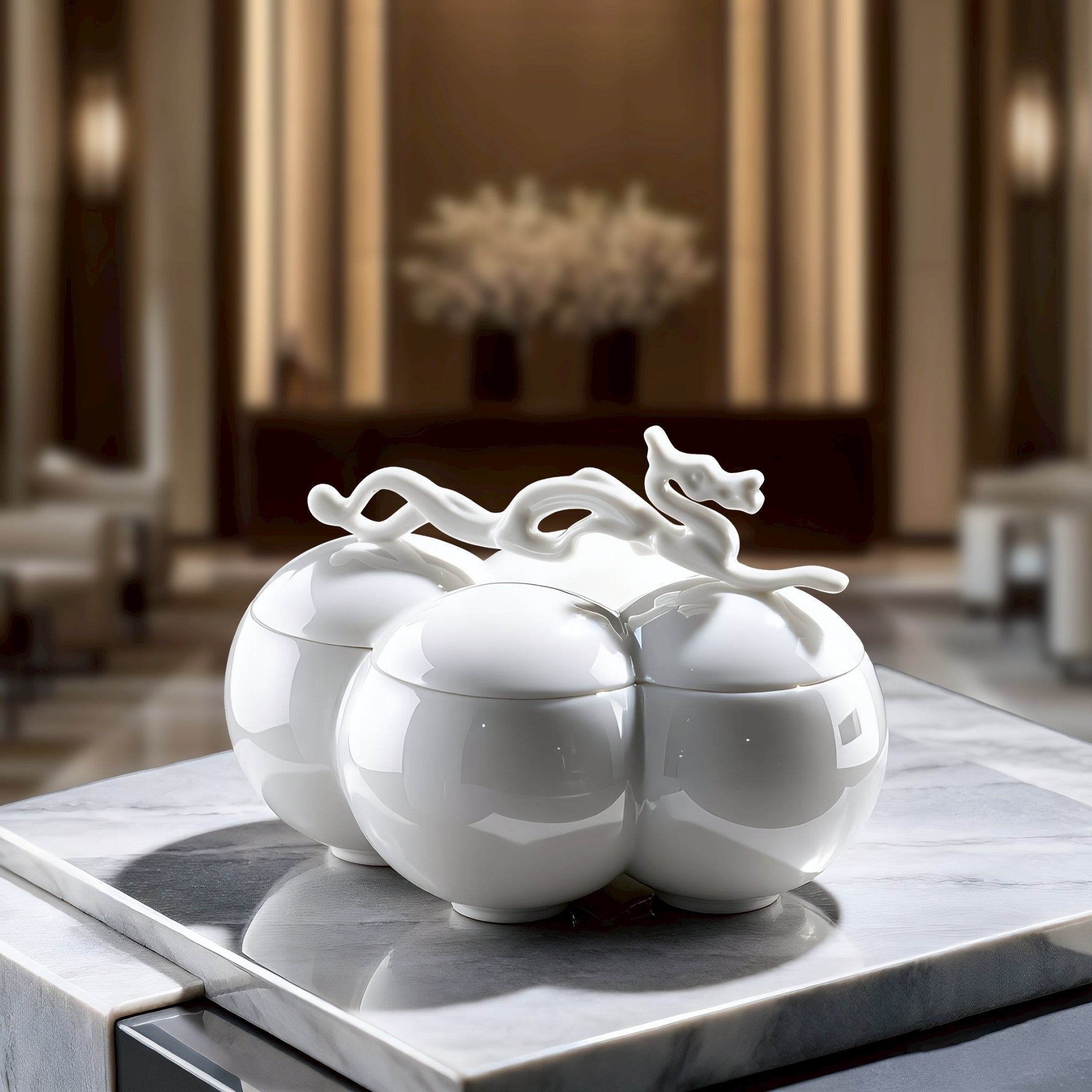 八方新氣 四海遊龍 收納盒 瓷器 送禮 糖果盒 珠寶盒 白瓷