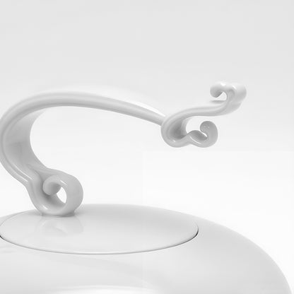 八方新氣 悠揚 壺杯組 白瓷 茶壺 茶具 茶器 咖啡壺 家居生活 餐具 造形壺把特寫