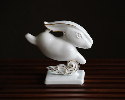 如意如雲 生肖兔瓷偶 瓷器擺飾 居家生活 家飾佈置