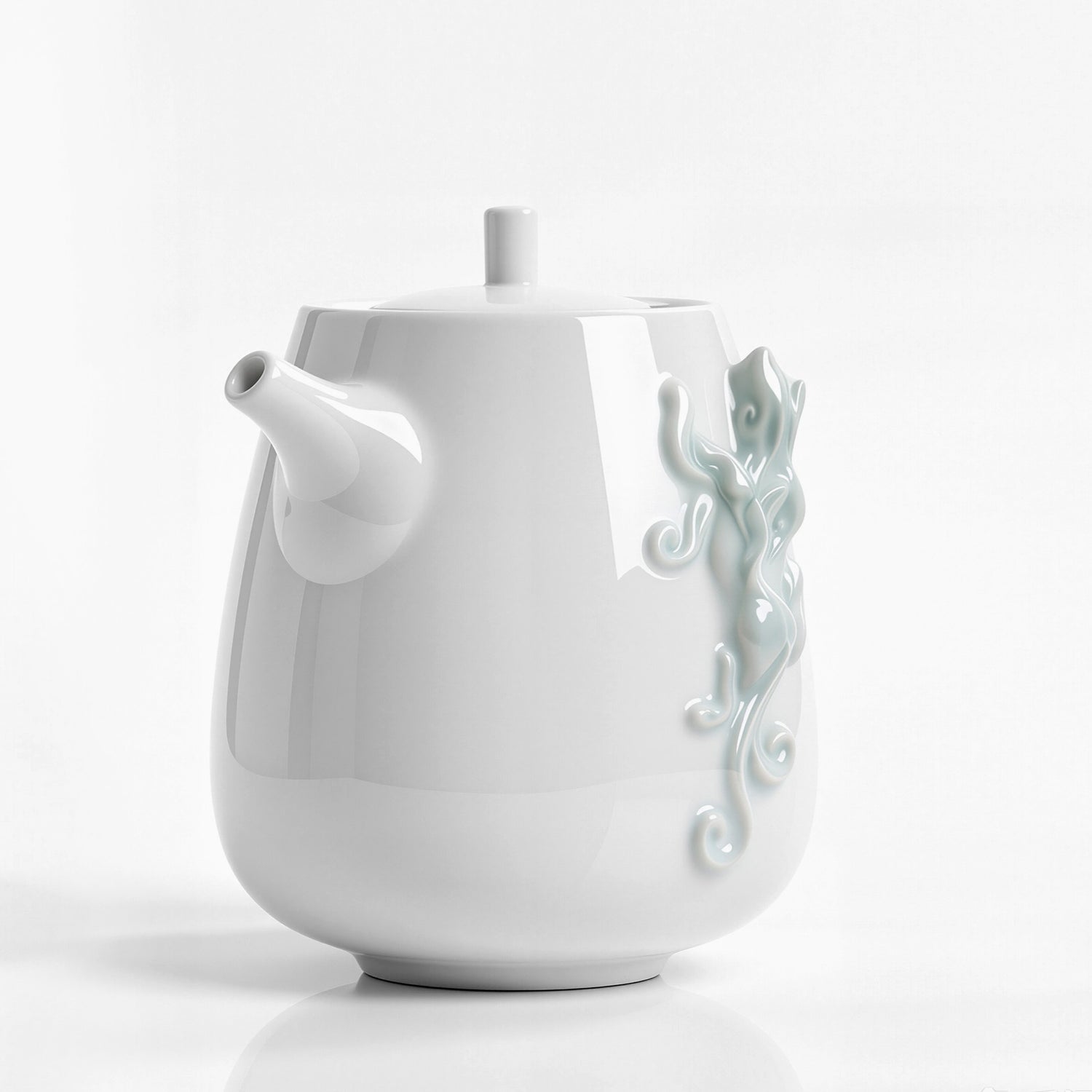 白瓷茶壺 登高 螭吻意象 居家美學 茶具 圓潤壺身造型形 送禮