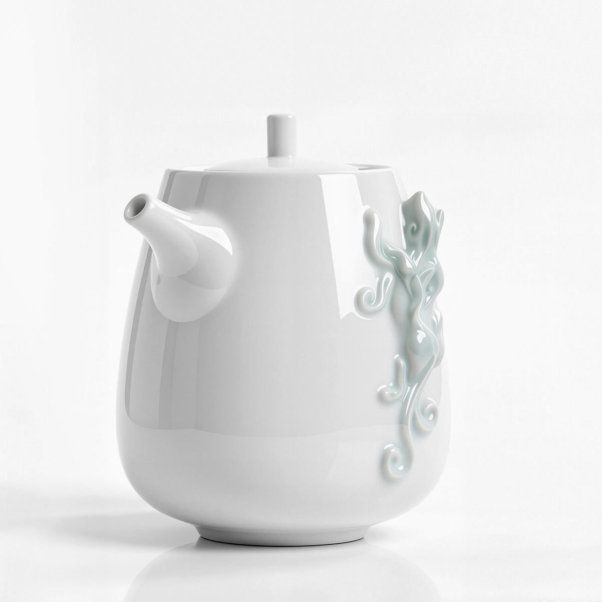 白瓷茶壺 登高 螭吻意象 居家美學 茶具 圓潤壺身造型形 送禮