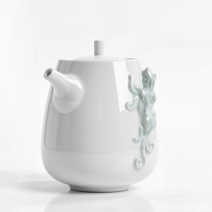 白瓷茶壺 登高 螭吻意象 居家美學 茶具 圓潤壺身造型形 送禮