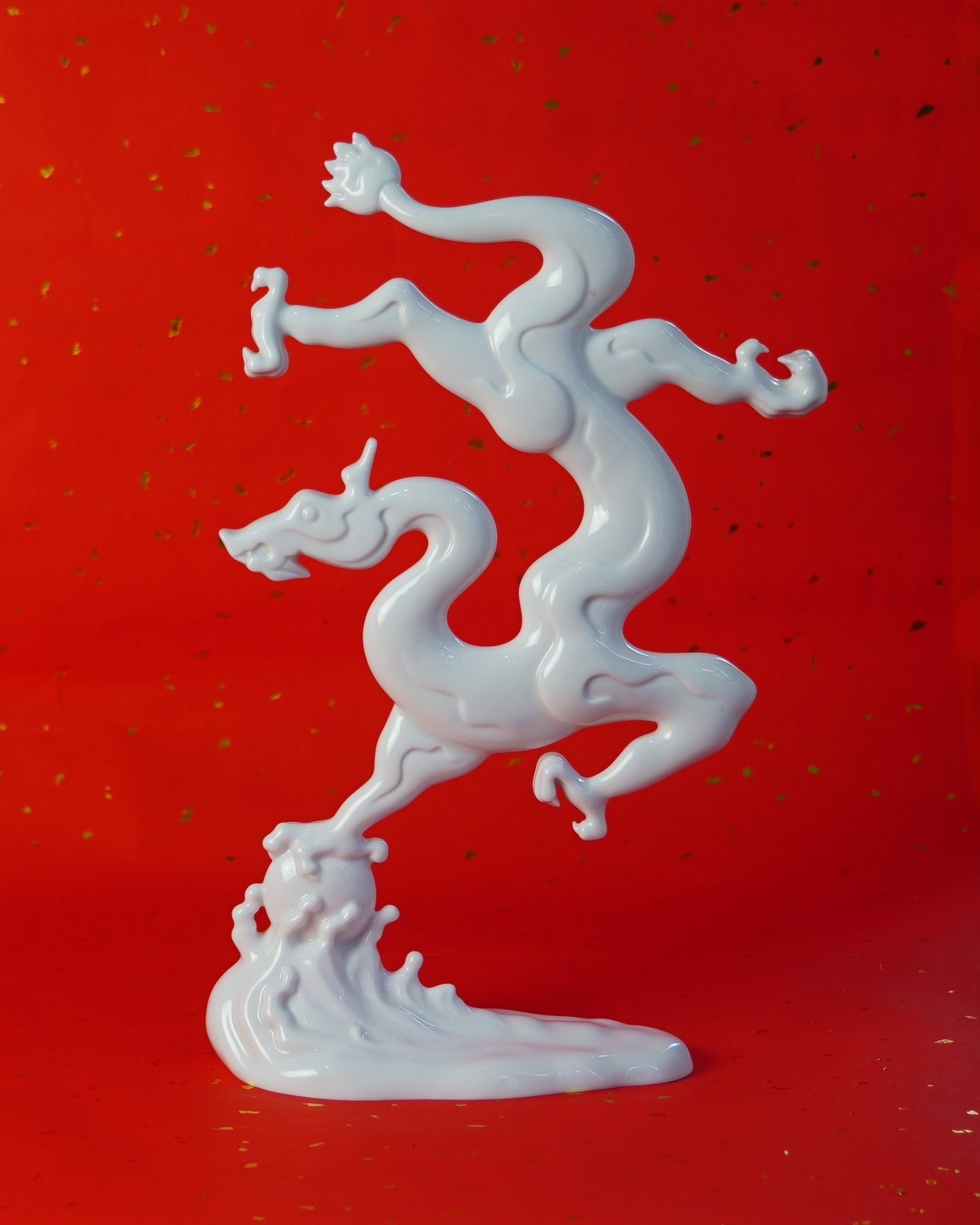 八方新氣 龍 瓷偶 勝券在握 瓷器 擺飾 印璽 印章 白瓷 禮物 彩繪