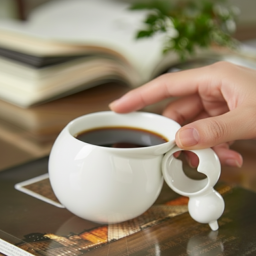 八方新氣 白瓷 親密時光 咖啡杯 茶杯 葫蘆相依造型 居家生活 餐具