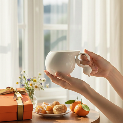 八方新氣 白瓷 親密時光 咖啡杯 茶杯 葫蘆相依造型 居家生活 餐具