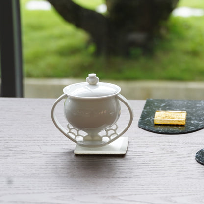 八方新氣 瓷器 蓋杯 窗櫺 杯子 蓋子 白色 滿庭芳 水滴