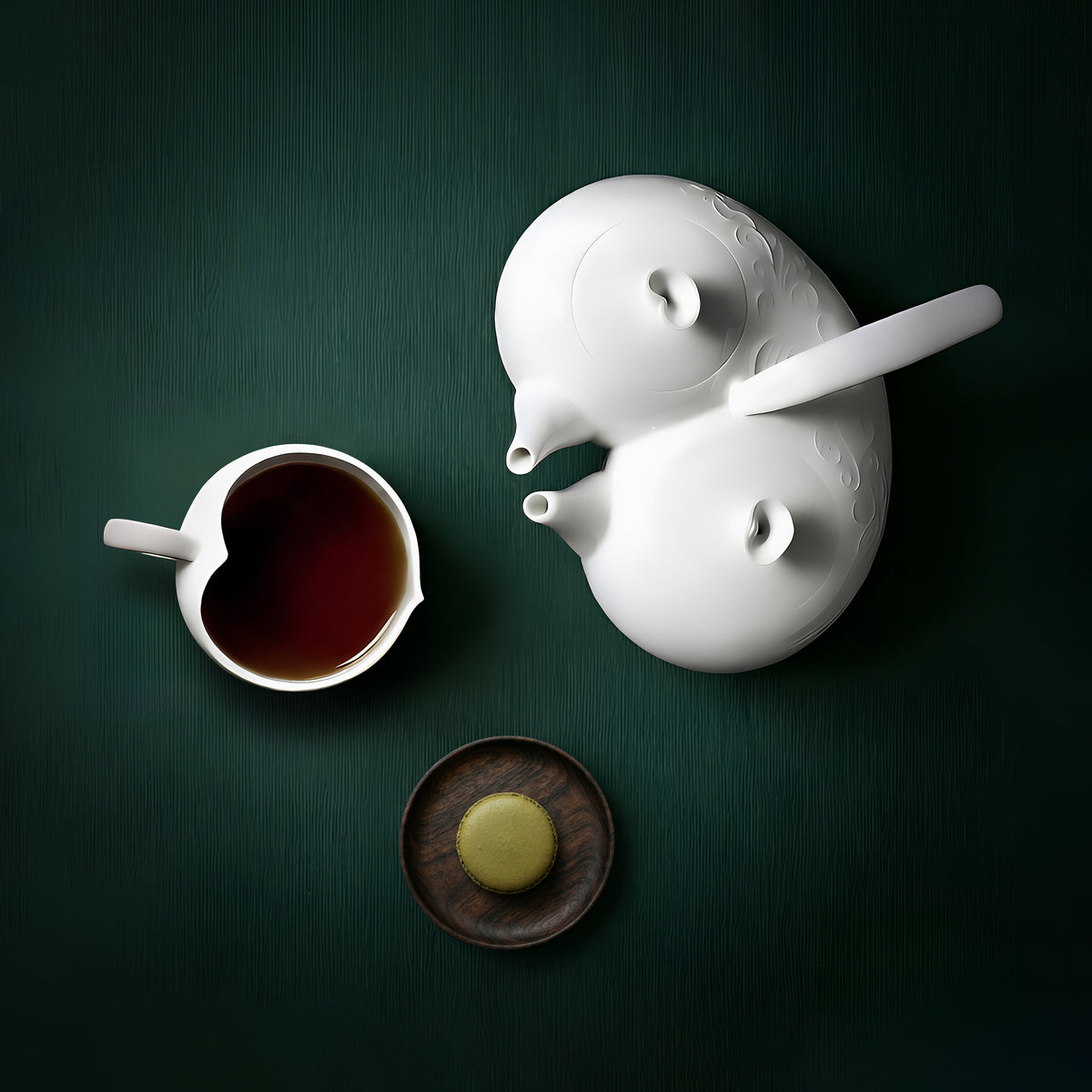 一心一意 心形壺 白瓷造形壺 禮贈 雙嘴壺 愛心杯 茶具組 造形杯