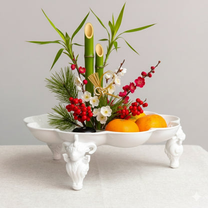 吉祥鼎盛 果盤 花器 居家生活 白瓷 藝術造形盤 餐桌擺飾 餐具 居家生活