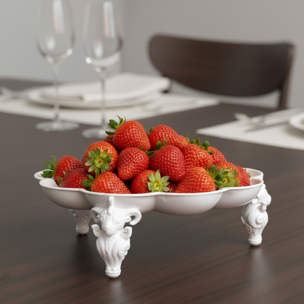 吉祥鼎盛 果盤 花器 居家生活 白瓷 藝術造形盤