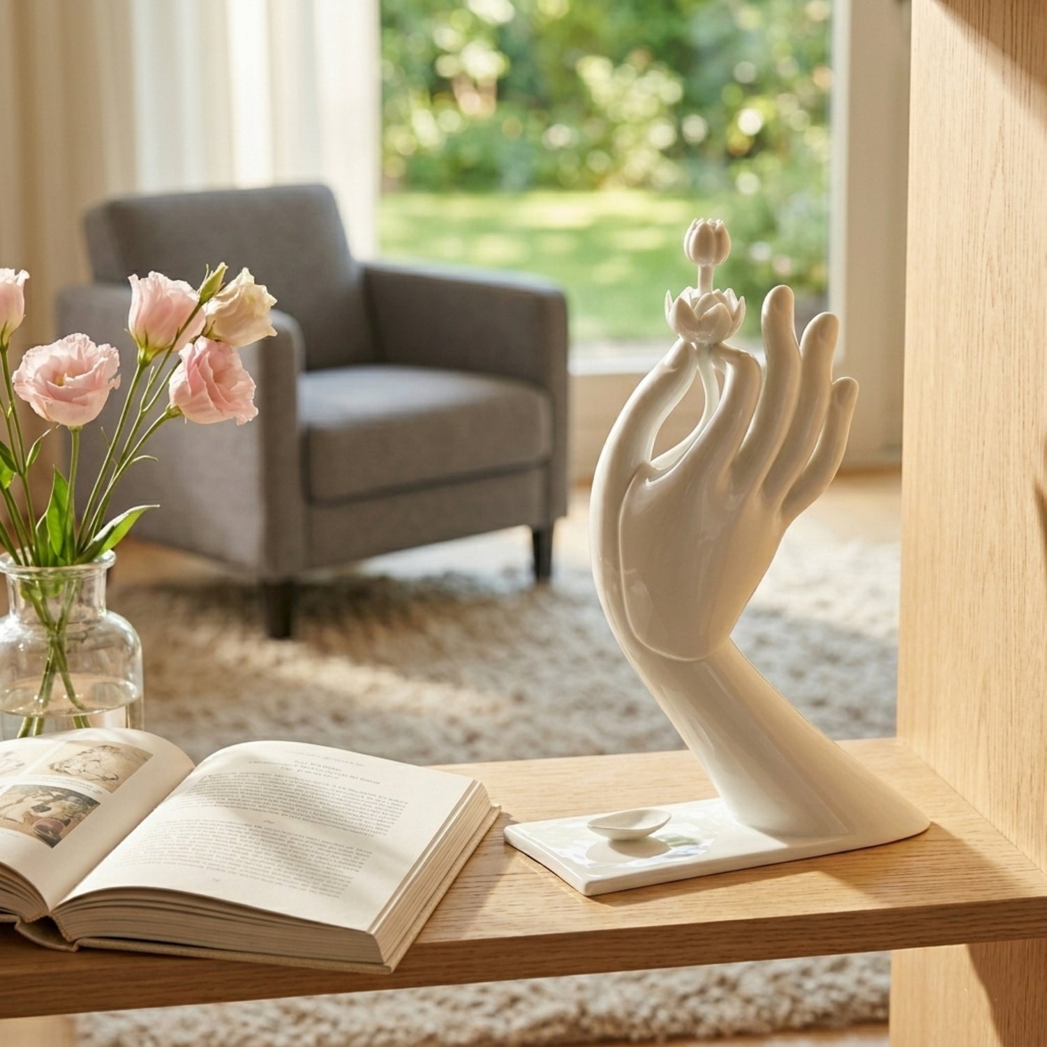 大慈飄香 白瓷花器 佛手拈蓮 禪意擺飾 八方新氣 NewChi Porcelai 局部 限量