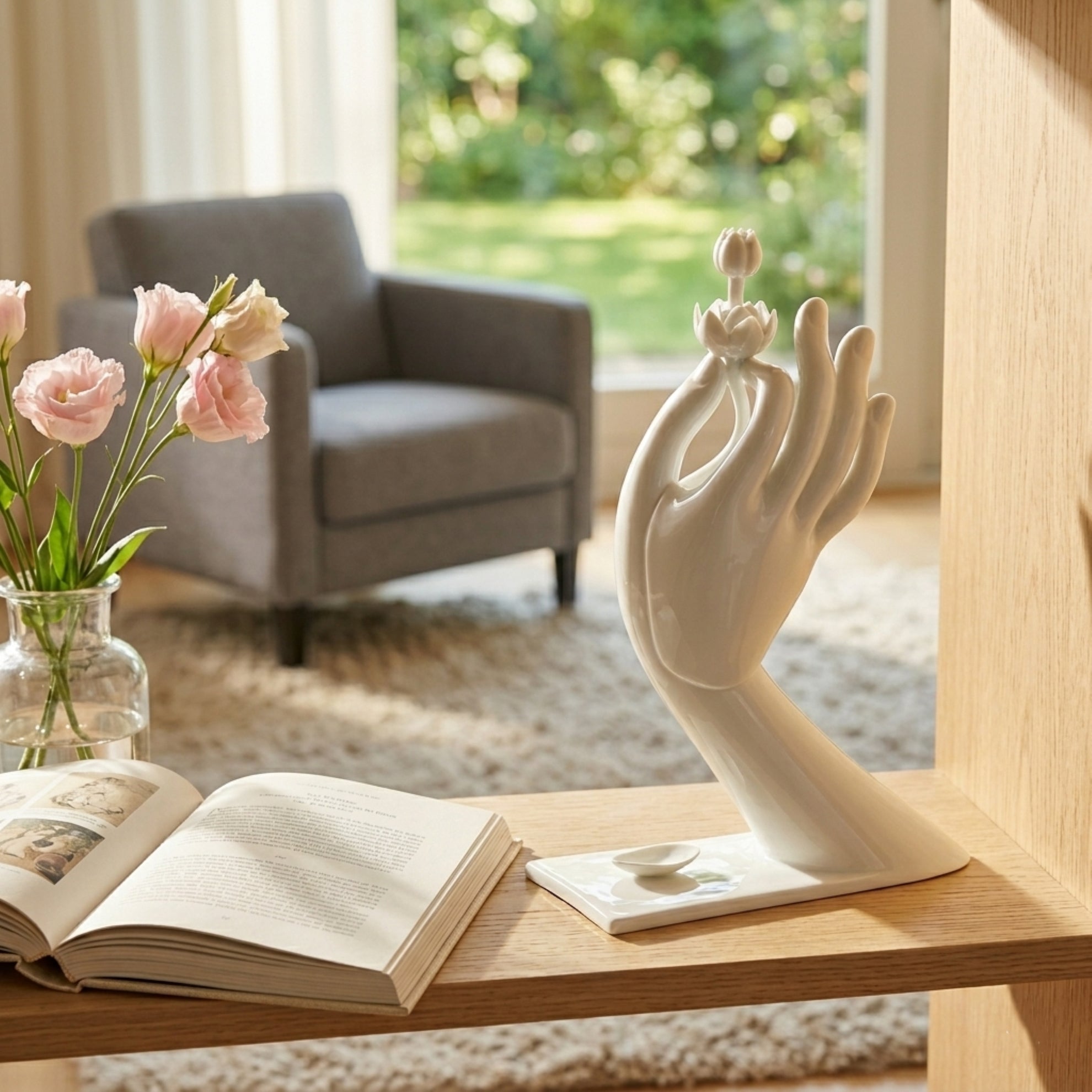 大慈飄香 白瓷花器 佛手拈蓮 禪意擺飾 八方新氣 NewChi Porcelai 局部 限量