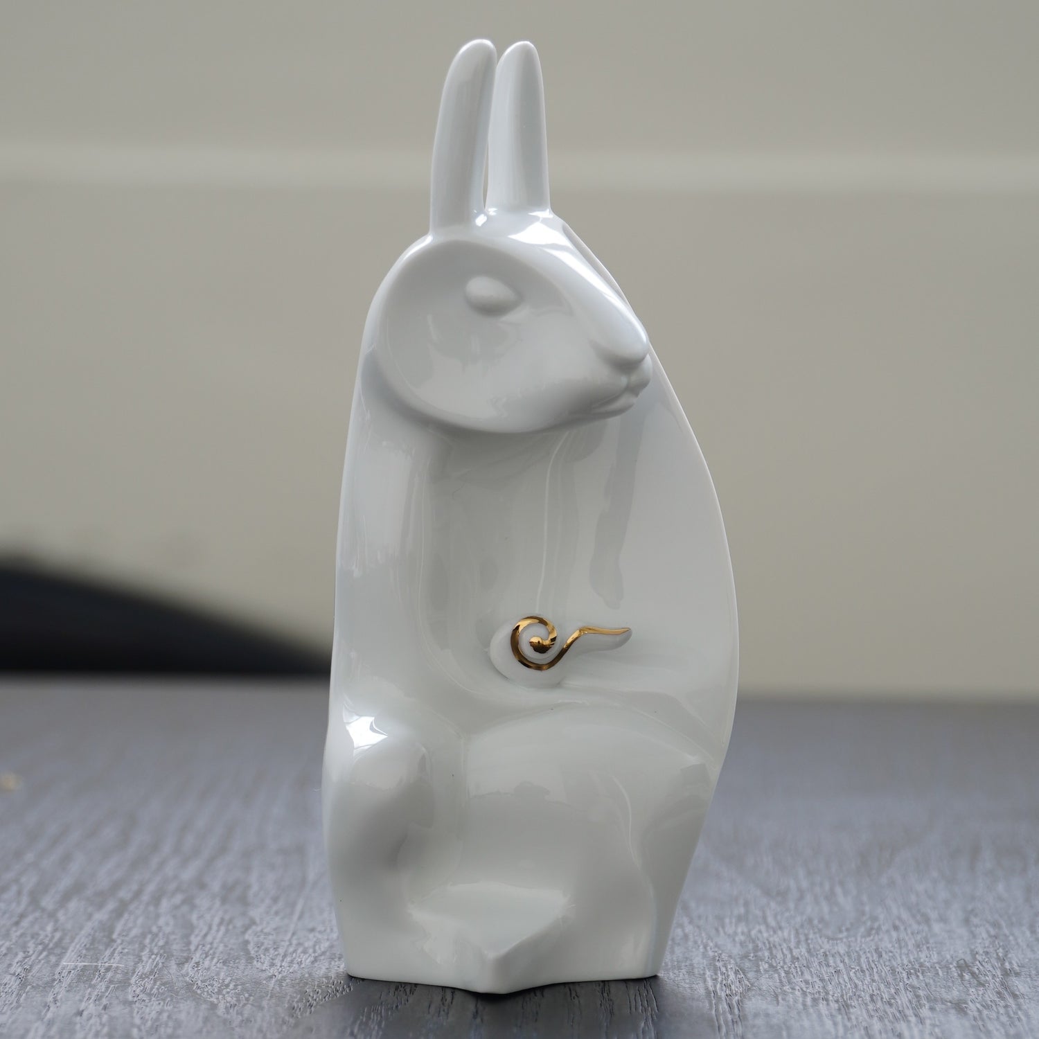 手工 白瓷 兔子與祥雲擺件 生肖 居家擺飾